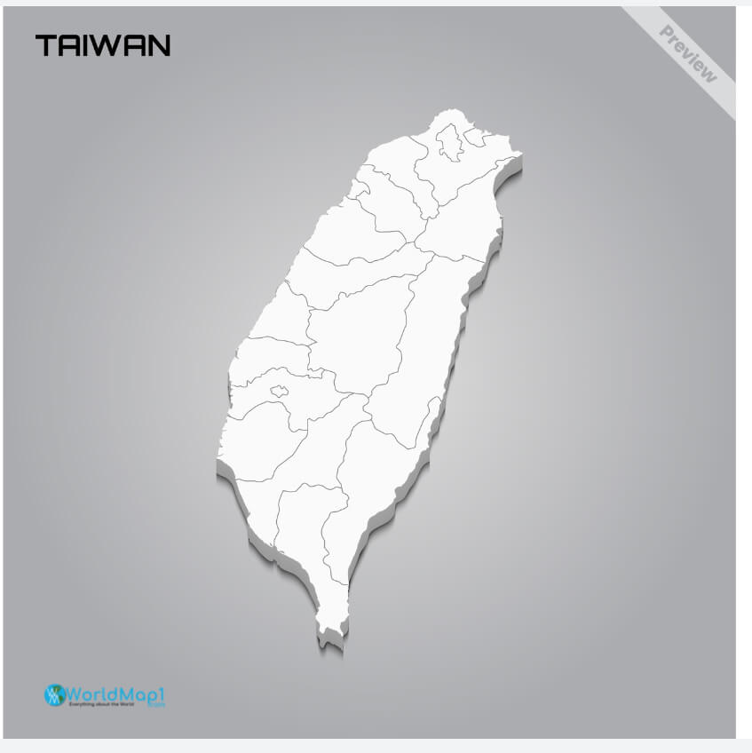 Carte vierge blanche de Taiwan